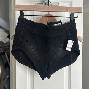 Free People High-Rise Black Denim Sculpting Shorts